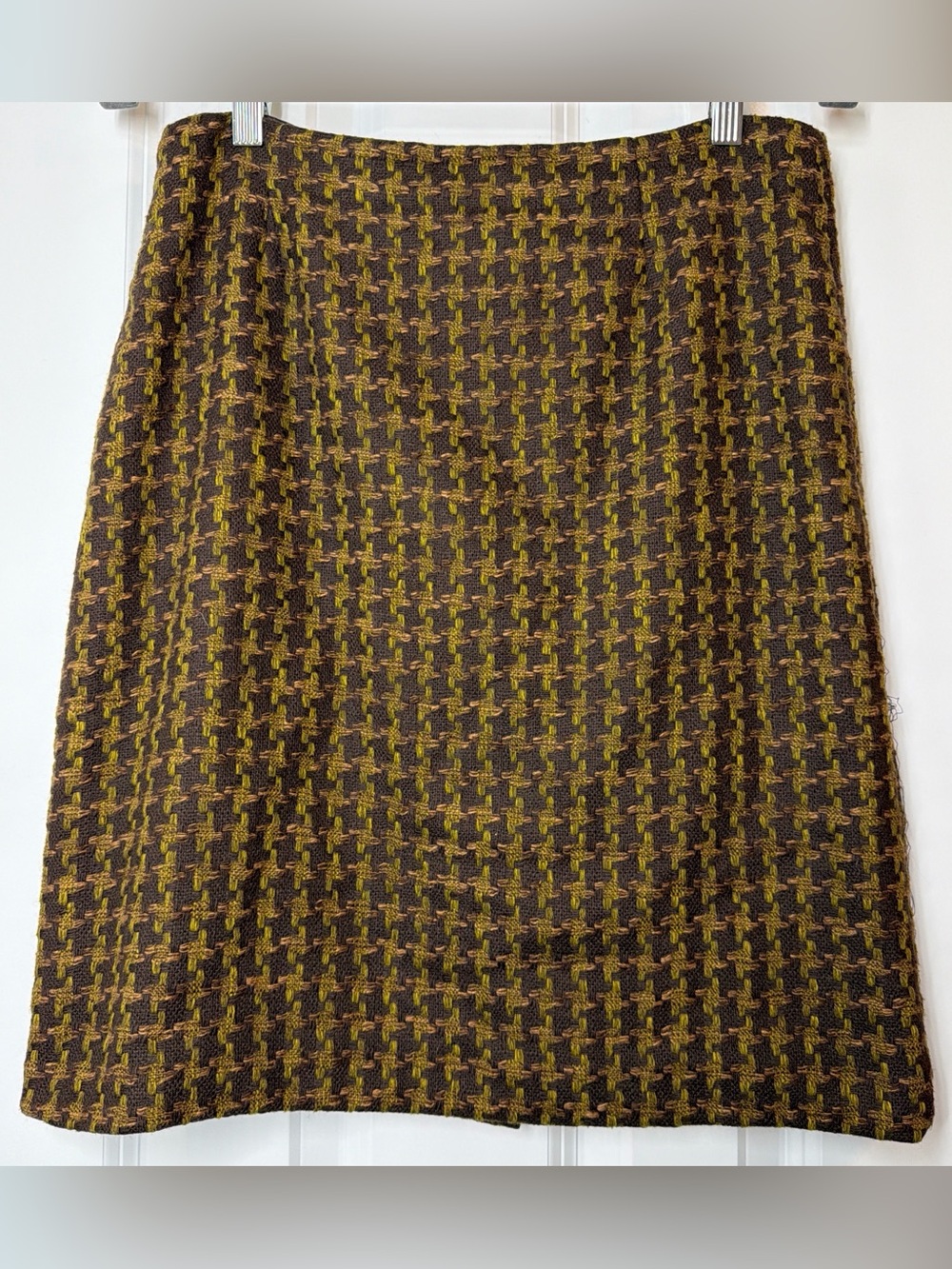 Harold's Olive & Brown Houndstooth Pencil Skirt